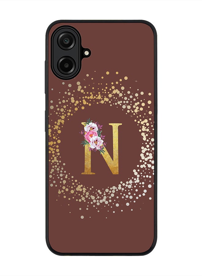 Stylizedd For Samsung Galaxy A07 4G Case,Slim fit Camera Protection, Shockproof Thin Phone cover  - Custom Monogram Floral - N  (Brown )