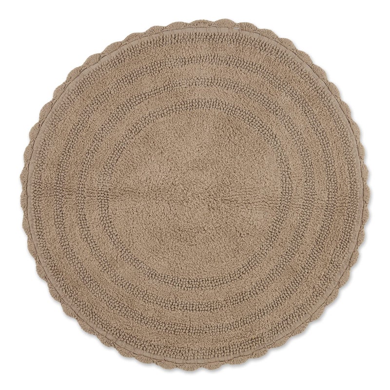 DII Crochet Collection Reversible Bath Mat Round 275 Diameter Stone