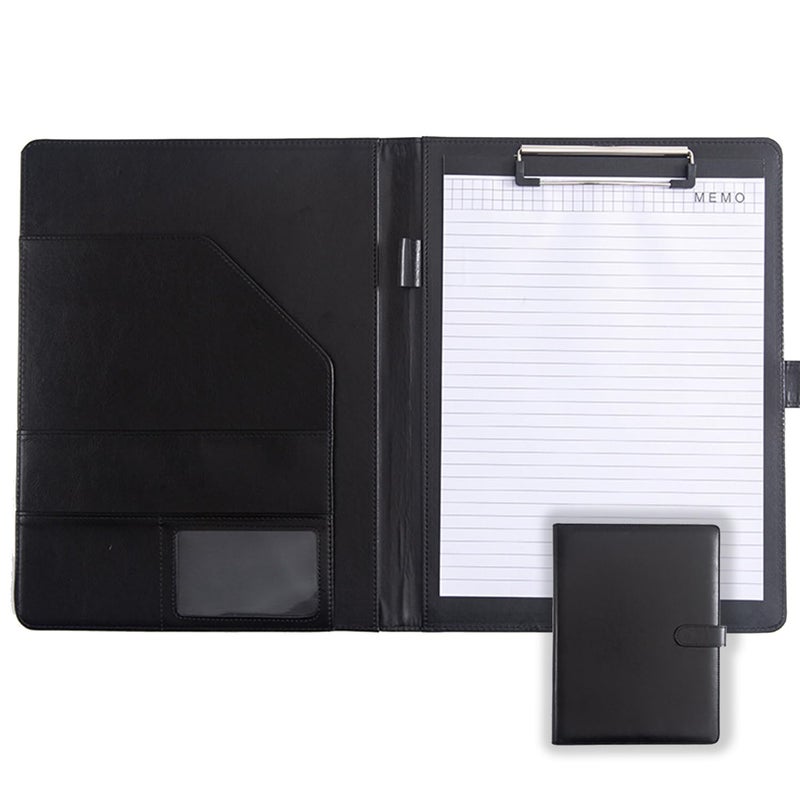 Lukdin Faux Leather Portfolio with Clipboard â€“ A4/Letter Size Legal Pad Holder, Resume Organizer and Writing Folder, Professional Business Conference Office Padfolio(Black) - Image 1