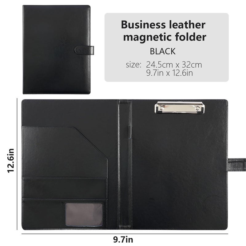 Lukdin Faux Leather Portfolio with Clipboard â€“ A4/Letter Size Legal Pad Holder, Resume Organizer and Writing Folder, Professional Business Conference Office Padfolio(Black) - Image 2