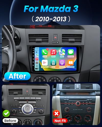 Jufodrca Car Radio for Mazda 3 2010-2013: 4+64G Android 13 Stereo, Wireless CarPlay & Android Auto Headunit, 9" Touchscreen GPS Navigation, Bluetooth 5.4, FM, SWC - Image 2