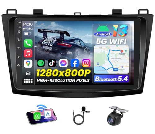 Jufodrca Car Radio for Mazda 3 2010-2013: 4+64G Android 13 Stereo, Wireless CarPlay & Android Auto Headunit, 9" Touchscreen GPS Navigation, Bluetooth 5.4, FM, SWC - Image 1