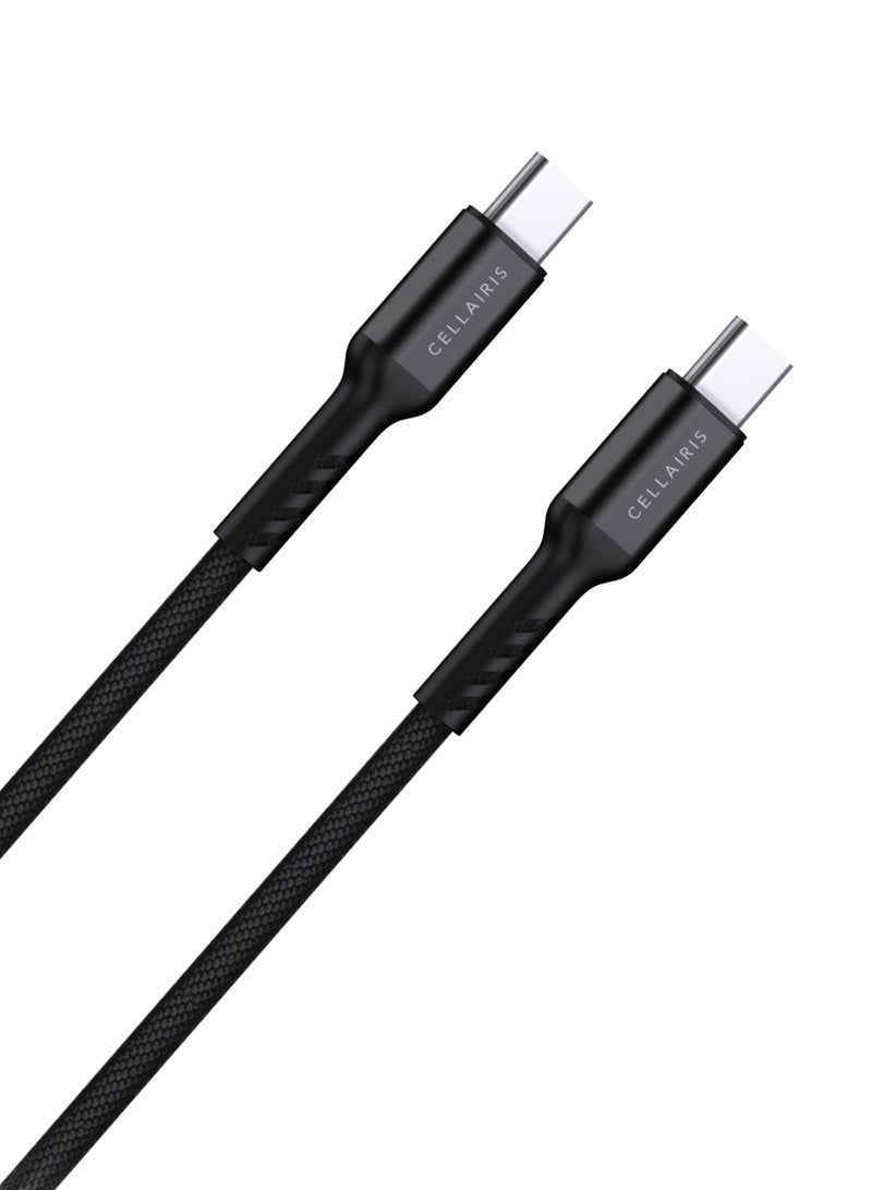 Cellairis Premium Nylon Cable PD Type-C to Type-C 1.2M - Black - Image 2