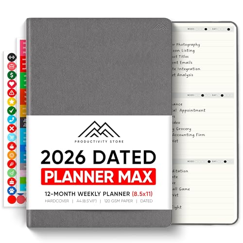 PRODUCTIVITY STORE Dated, 2026 Planner, 8.5" x 11" - The #1 Productivity Planner to Achieve Your 2026 Goals - Planner 2026-2027 by PRODUCTIVITY STORE (A4, GREY) - Image 1