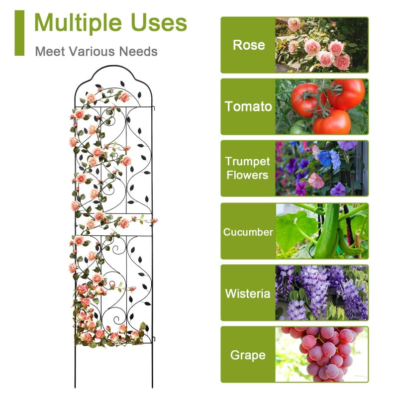 hogardeck 4 Packs 84 * 19 inch Metal Garden Trellis for Climbing Plants Outdoor,Heavy Duty,Black Coating Rustproof Trellis for Rose, Vegetable, Flowers, Expandable,Perfect for Training Climbing Plants - Image 3