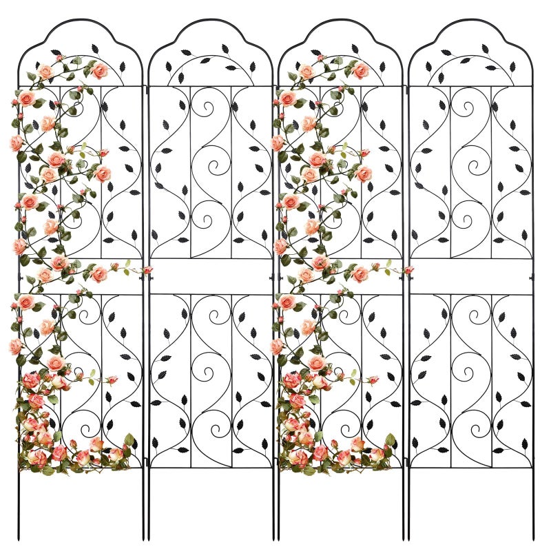 hogardeck 4 Packs 84 * 19 inch Metal Garden Trellis for Climbing Plants Outdoor,Heavy Duty,Black Coating Rustproof Trellis for Rose, Vegetable, Flowers, Expandable,Perfect for Training Climbing Plants - Image 1