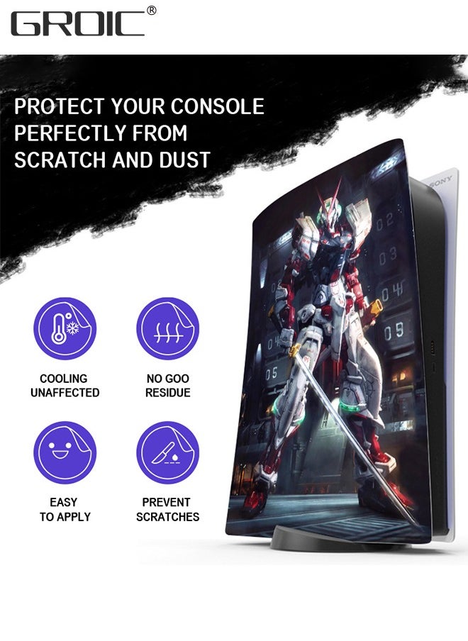 GROIC غطاء ملحقات وحدة التحكم ووحدة التحكم إصدار القرص Gundam جلود جهاز التحكم PS5 هدية جلود PS5 لوحدة التحكم مجموعة كاملة من الجلد الأرجواني PS5  - Image 3