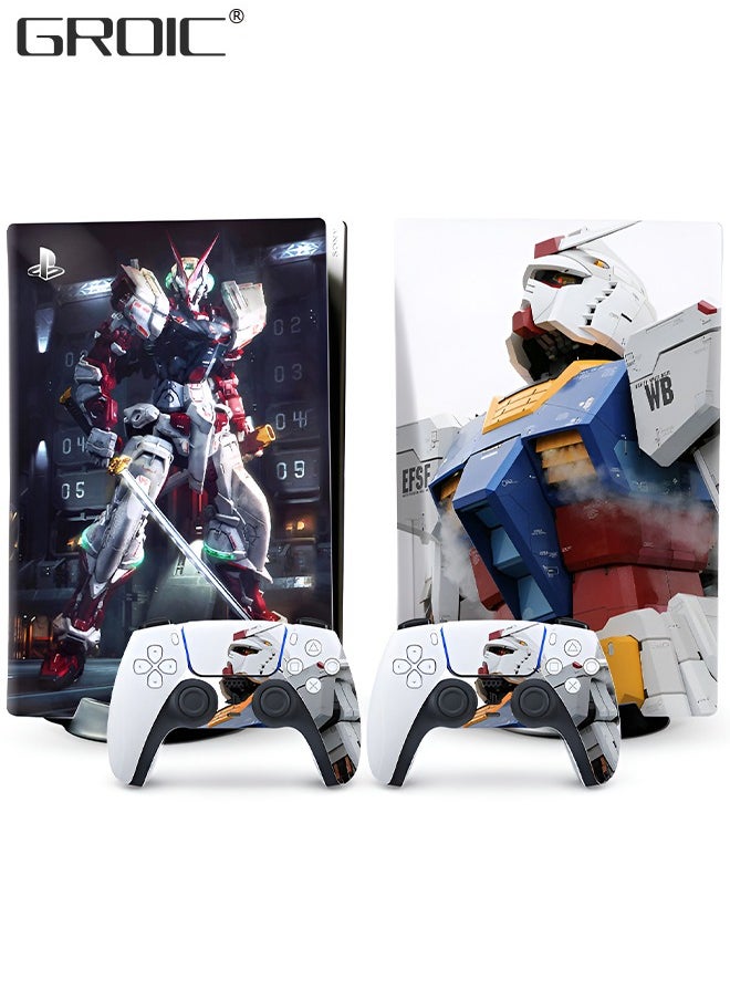GROIC غطاء ملحقات وحدة التحكم ووحدة التحكم إصدار القرص Gundam جلود جهاز التحكم PS5 هدية جلود PS5 لوحدة التحكم مجموعة كاملة من الجلد الأرجواني PS5  - Image 1