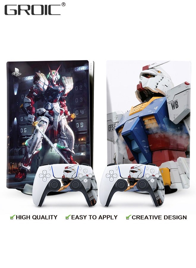 GROIC غطاء ملحقات وحدة التحكم ووحدة التحكم إصدار القرص Gundam جلود جهاز التحكم PS5 هدية جلود PS5 لوحدة التحكم مجموعة كاملة من الجلد الأرجواني PS5  - Image 5
