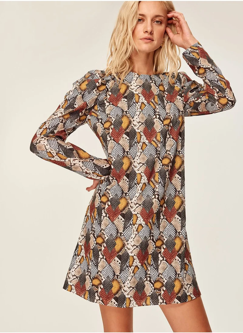 trendyol Puff Sleeve Printed Dress