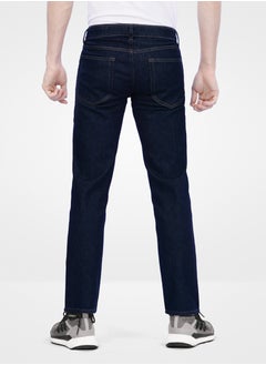Web Denim Web Denim Dark Blue Mid Waist Regular Fit Straight Jeans Fashionable Relaxed Fit Denim Pant For Men  - Image 3