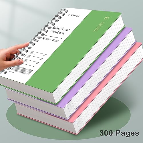 EMSHOI دفتر EMSHOI B5 الحلزوني للمذكرات بخط الكلية، كبير الحجم 7.48" × 10.15"، 300 صفحة/150 ورقة، ورق سميك 100gsm، غلاف مقاوم للماء، للمكتب والمدرسة والنساء والرجال للعمل والكتابة والملاحظات - أخضر - Image 5