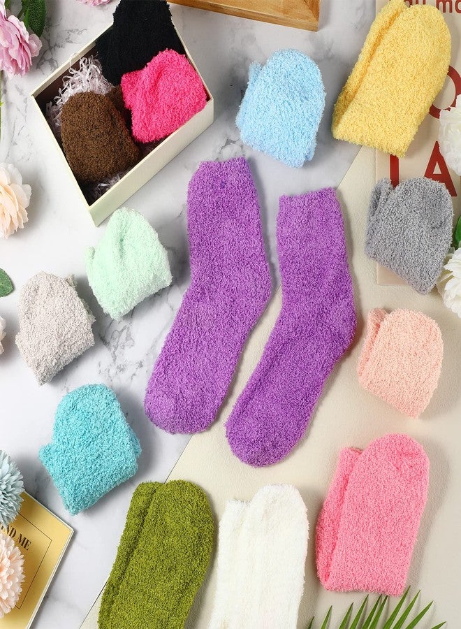 JaGely 14 Pairs Fuzzy Socks Bulk for Women Fluffy Cozy Slipper Warm Socks Nurse Gifts Plush Sleeping Gifts for Men Women Hospital Workers, Multicolor - Image 4