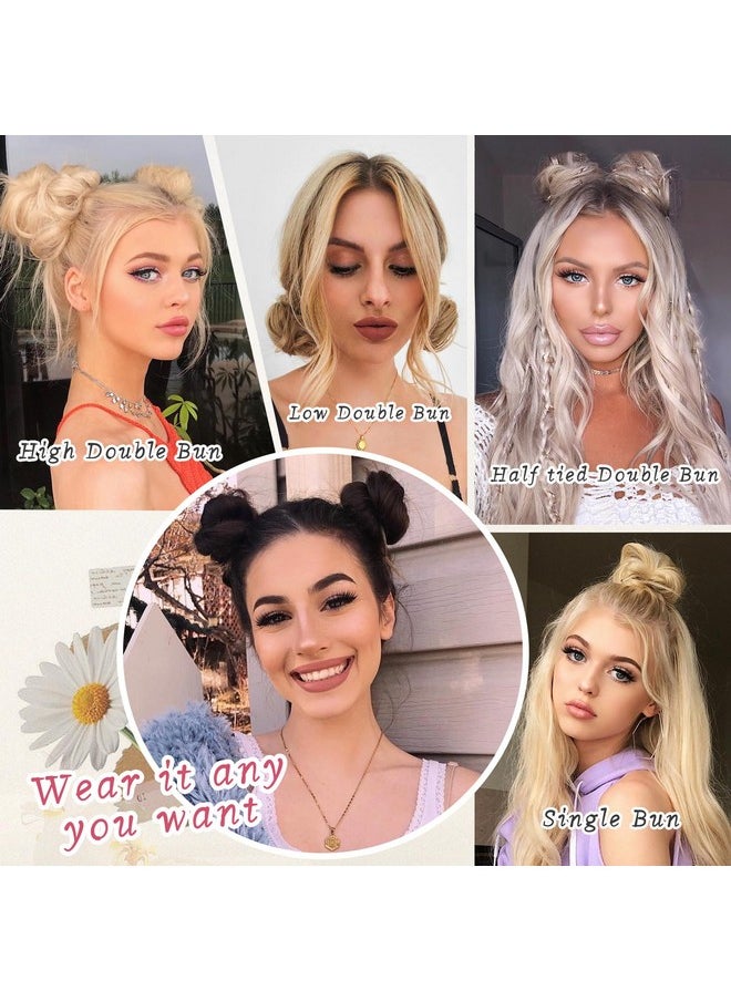 HMD - Md 2Pcs Mini Claw Clip In Hair Bun Space Buns Hair Piece Claw In Messy Cat Ears Hair Bun Extensions Synthetic Donut Updo Hair Extensions Hair Accessory For Women Girls（2 ） - Image 1