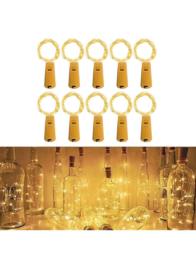 erorex Bottle Lights 2M 20 Led Cork Lights For Bottles Fairy Lights Battery Operated Led Bottle Light For Parties Diy Table Centrepieces Indoor Outdoor Decoration For Table Room Patio 10 Pack - Image 1