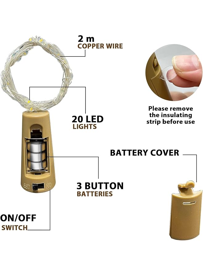 erorex Bottle Lights 2M 20 Led Cork Lights For Bottles Fairy Lights Battery Operated Led Bottle Light For Parties Diy Table Centrepieces Indoor Outdoor Decoration For Table Room Patio 10 Pack - Image 4