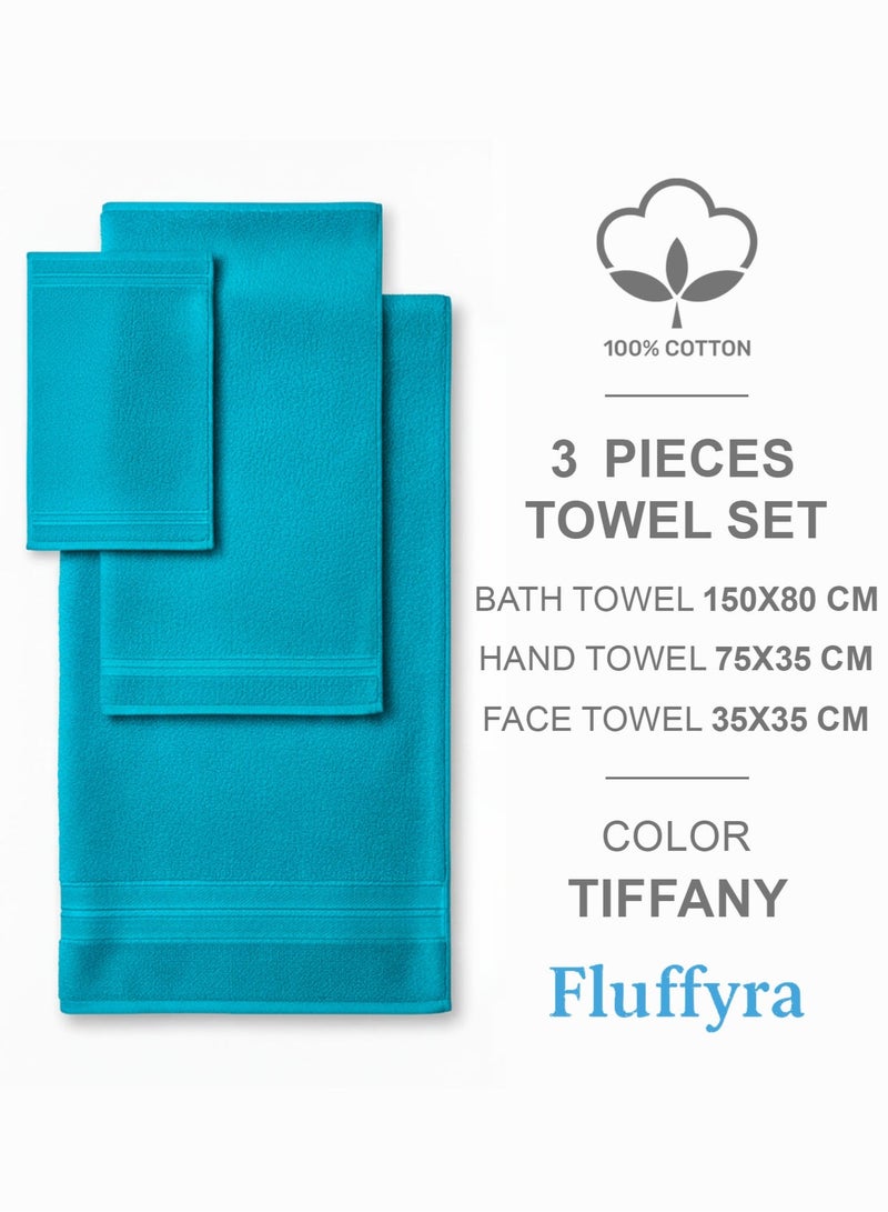 فليفرا طقم مناشف قطنية فاخرة (3 قطع) – منشفة وجه + منشفة يد + منشفة استحمام – قطن 100% عالي الامتصاص – ألوان متعددة - Image 2