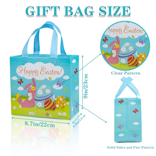 Jaywayang 4Pcs Easter Non-woven Bags with Handle, Happy Easter Gift Bags, Reusable Goodie Bags for Kids, Rabbit Bunny Treat Bags, Party Supplies. - Image 2
