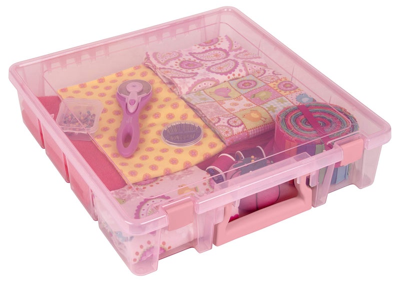 ArtBin 6955RK Super Satchel 1-Compartment Box, Art & Craft Organizer, 1-Pack, Translucent Blush - Image 3