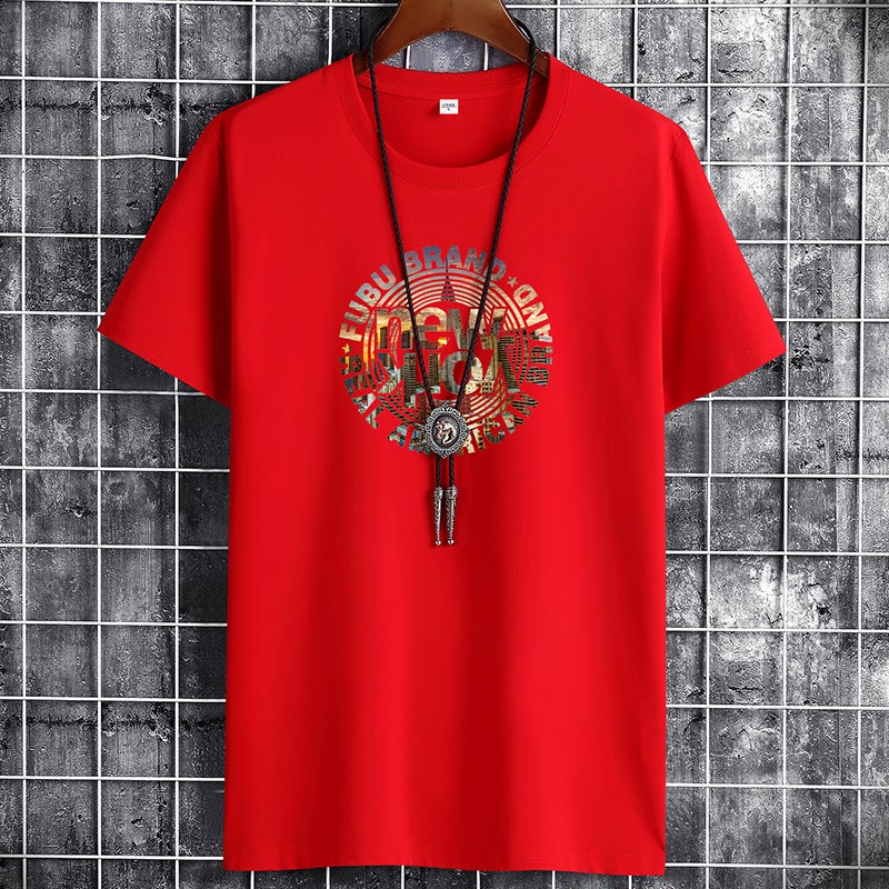 New Cotton Short-Sleeved T-Shirt Men'S Casual T-Shirt Base Shirt Loose Trendy Men'S Half-Sleeved T-Shirt Round Neck Top Ne - Image 1