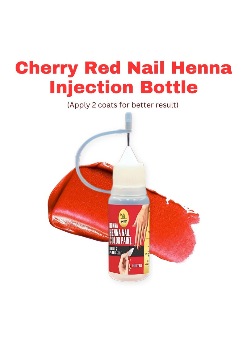 Amina Instant Nail Injection Henna Paste Mehendi Bottle | Vegan & Halal Nail Polish For Women | Without Chemicals | Long Lasting | Ready To Use Cherry Red Colour Stain (10ml) - Image 3