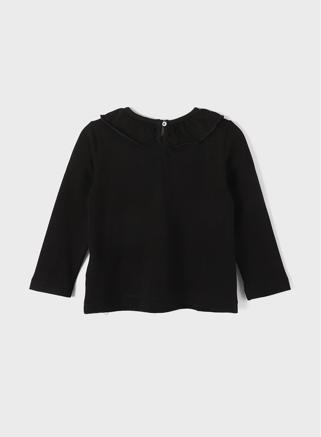 ال سي وايكيكي تيشيرت بياقة مستديرة وبأكمام طويلة للبنات الرضع  - Image 2