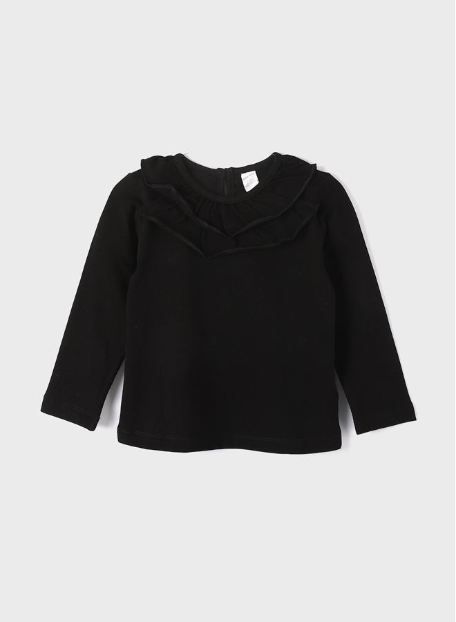 ال سي وايكيكي تيشيرت بياقة مستديرة وبأكمام طويلة للبنات الرضع  - Image 1