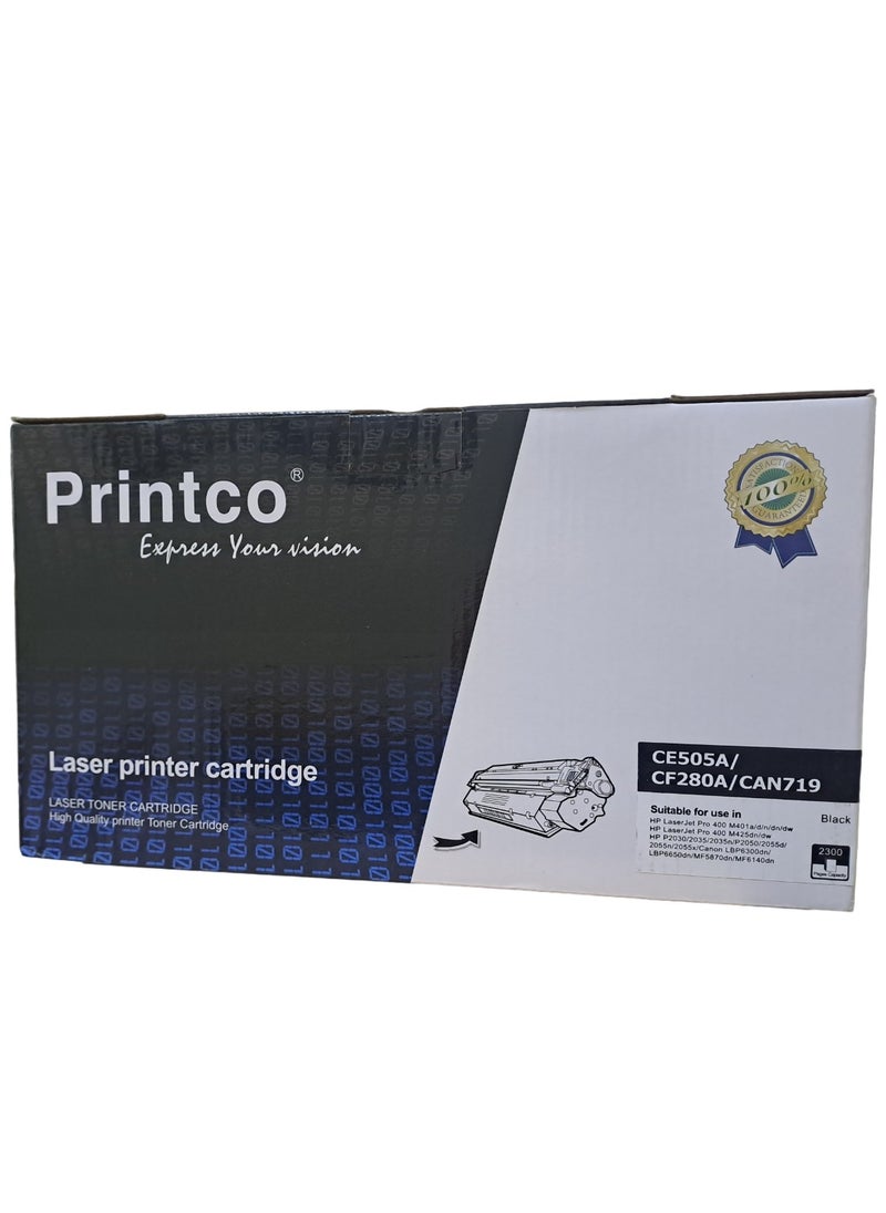 Printco - Compatible Toner 05A,80A Cartridge for HP P2055d 2055 2035 CF280A  CE505A M401d M425dn P2035 and Canon 719,CRG319 LBP6300 LBP6650.(High yield with 2300 pages) - Image 1