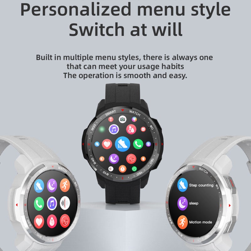 Smart Sports Watch: 1.28" Color Screen Silver Soft TPU+Leather Strap - BT Call & Message Reminder 8GB Music Smart Watch for Fitness Enthusiasts Health Monitoring Daily Use - Image 3