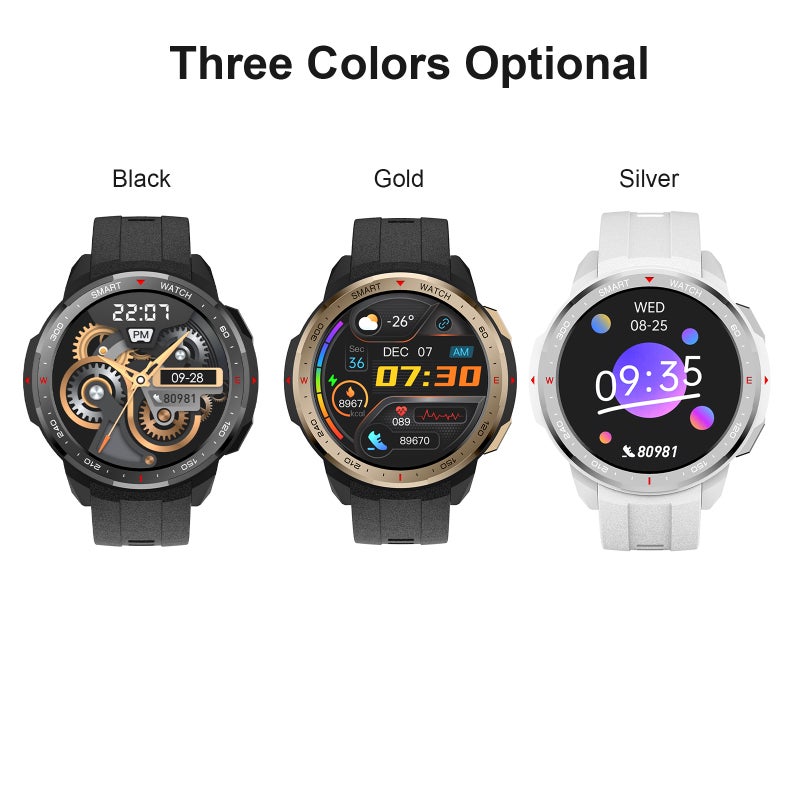 Smart Sports Watch: 1.28" Color Screen Silver Soft TPU+Leather Strap - BT Call & Message Reminder 8GB Music Smart Watch for Fitness Enthusiasts Health Monitoring Daily Use - Image 2
