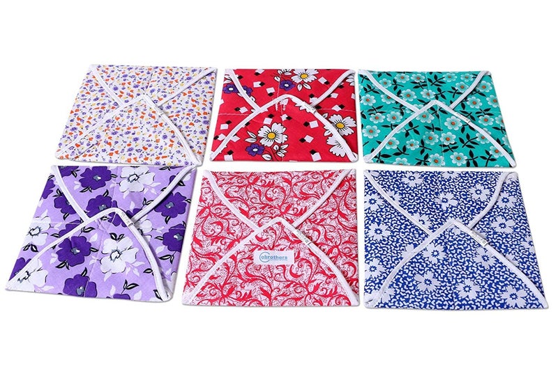 Kitchwish Cotton Roti/Chapati Cover/Traditional Roti Rumals Printed Roti Square Flap Cover Pack of 6 (Multicolor&Assorted Design) - Image 1