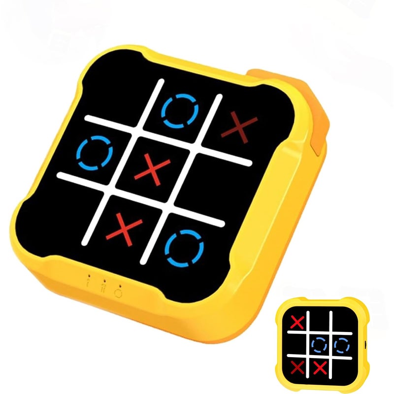 uimomn Tic Tac Toe 4 in 1 Handheld Educational Game Machine Electronic Tic Tac Toe Game for Education and Memory Growth Home Toy Board Game for Kids and Adults Yellow - Image 3