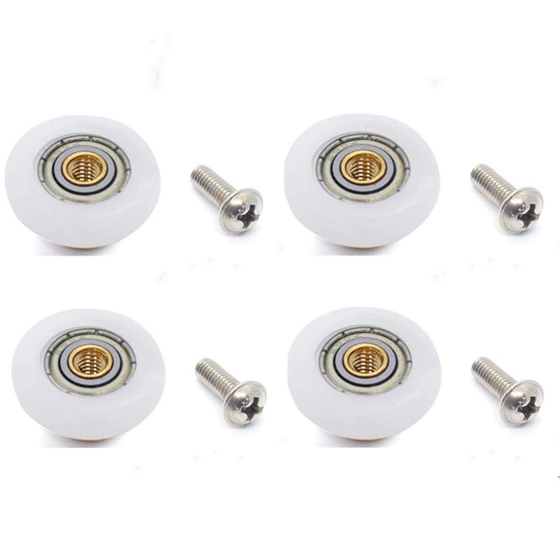 XUKEKOY 4 Sets Shower Door Rollers Runners Wheels Replacement Part Bathroom Glass Shower Sliding Door - 19mm x 5mm - Image 1