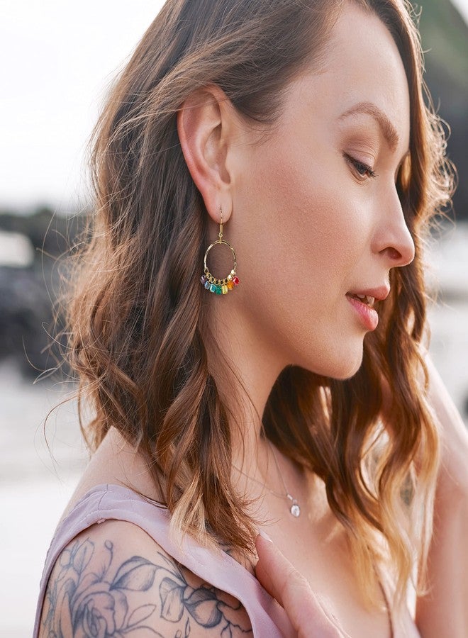 SPUNKYsoul Chakra Earrings for Women (Hoop Chakra Gold) - Image 2