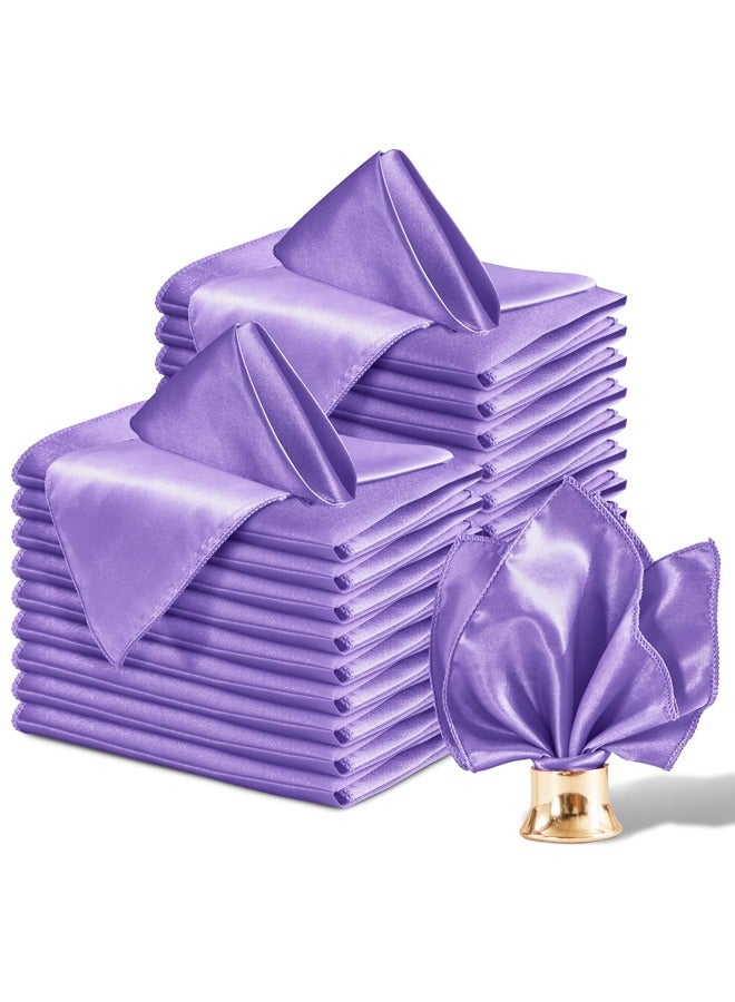 10 Pack Light Purple Satin Napkins 17x17 Inch Wedding Napkins Bulk, Decorative Elegant Dinner Napkins Square Table Napkins Decor for Banquet Graduation Party - Image 1