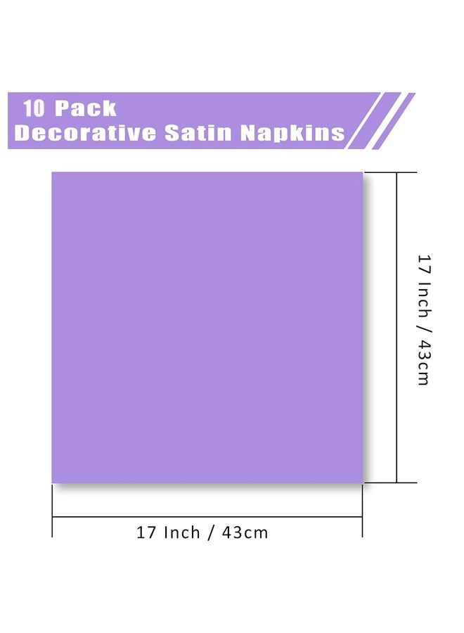 10 Pack Light Purple Satin Napkins 17x17 Inch Wedding Napkins Bulk, Decorative Elegant Dinner Napkins Square Table Napkins Decor for Banquet Graduation Party - Image 2