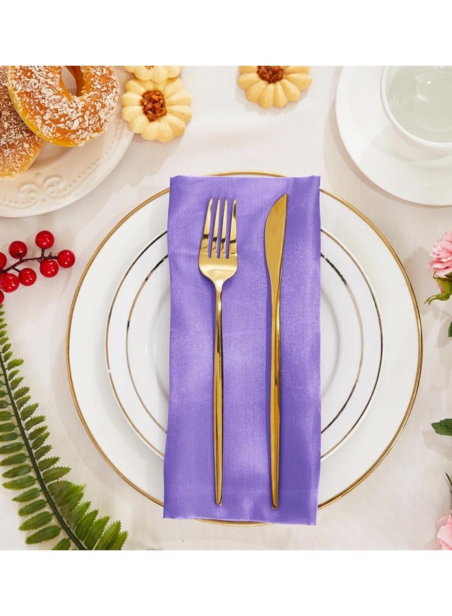 10 Pack Light Purple Satin Napkins 17x17 Inch Wedding Napkins Bulk, Decorative Elegant Dinner Napkins Square Table Napkins Decor for Banquet Graduation Party - Image 4