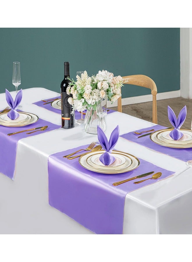 10 Pack Light Purple Satin Napkins 17x17 Inch Wedding Napkins Bulk, Decorative Elegant Dinner Napkins Square Table Napkins Decor for Banquet Graduation Party - Image 5