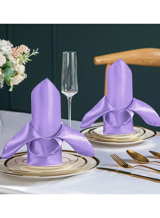 10 Pack Light Purple Satin Napkins 17x17 Inch Wedding Napkins Bulk, Decorative Elegant Dinner Napkins Square Table Napkins Decor for Banquet Graduation Party - Image 3