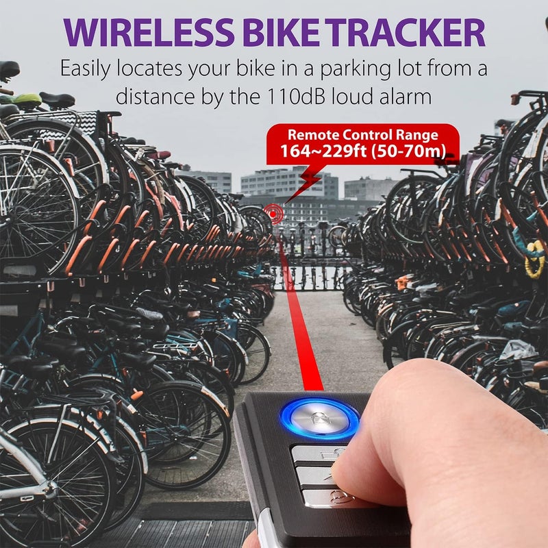 Fosmon USB-C Rechargeable Bike Alarm with Remote, IP55 Waterproof Wireless 110dB Loud Anti-Theft Vibration Motion Sensor Vehicle Tracker Alarm Security System for Bicycle, E-Bike, Motorcycle, Scooter - Image 5