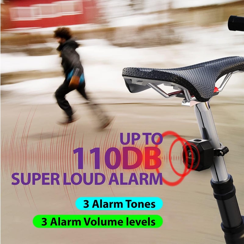 Fosmon USB-C Rechargeable Bike Alarm with Remote, IP55 Waterproof Wireless 110dB Loud Anti-Theft Vibration Motion Sensor Vehicle Tracker Alarm Security System for Bicycle, E-Bike, Motorcycle, Scooter - Image 3