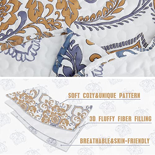 CHIXIN California King Bedspread - Oversized Luxury Collection - European Damask Paisley Pattern - Classic & Gorgeous Bedding Cover, Lightweight, Ultra Soft, 5 Piece, 100% Microfiber, White/Khaki/Grey - Image 3