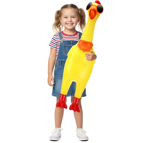 Arrowbash 236 Inch Giant Screaming Chicken Large Screaming Chicken Squeeze Crazy Noise Shrilling Shrieking Squawking Chickens Noisemaker Novelty Gadget for Novelty Gag GiftYellow - Image 1