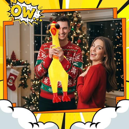 Arrowbash 236 Inch Giant Screaming Chicken Large Screaming Chicken Squeeze Crazy Noise Shrilling Shrieking Squawking Chickens Noisemaker Novelty Gadget for Novelty Gag GiftYellow - Image 5