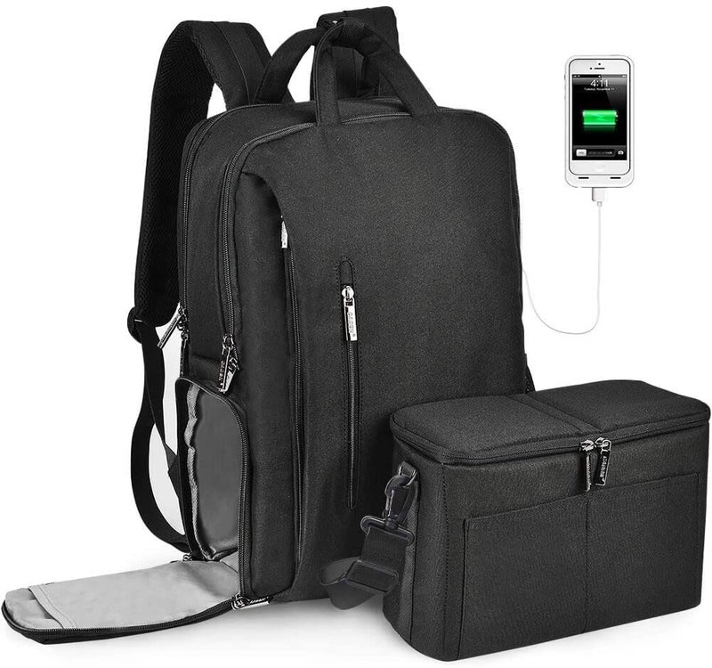 CADeN DSLR Camera Backpack Bag Waterproof Anti Theft with 15.6 inch Laptop Compartment, USB Charging Port, Tripod Holder, Rain Cover, Inner Case, Compatible for Sony Canon Nikon Olympus Black - Image 1