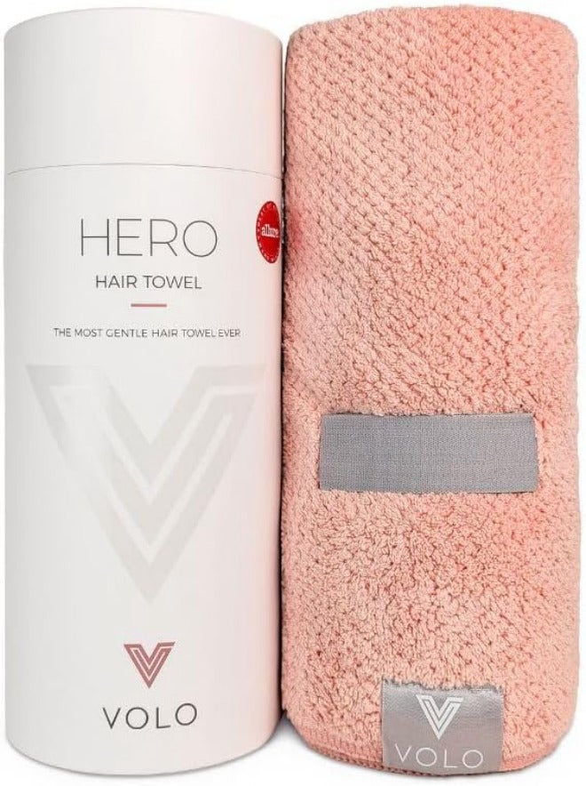 فولو منشفة شعر ميكروفايبر VOLO Hero | فائقة الامتصاص، فائقة النعومة، سريعة الجفاف | تقليل وقت التجفيف بنسبة 50% | منشفة لف كبيرة وممتازة لجميع أنواع الشعر | مضادة للتجعد، مضادة للتكسر، بدون استخدام اليدين | وردي سحابي - Image 1