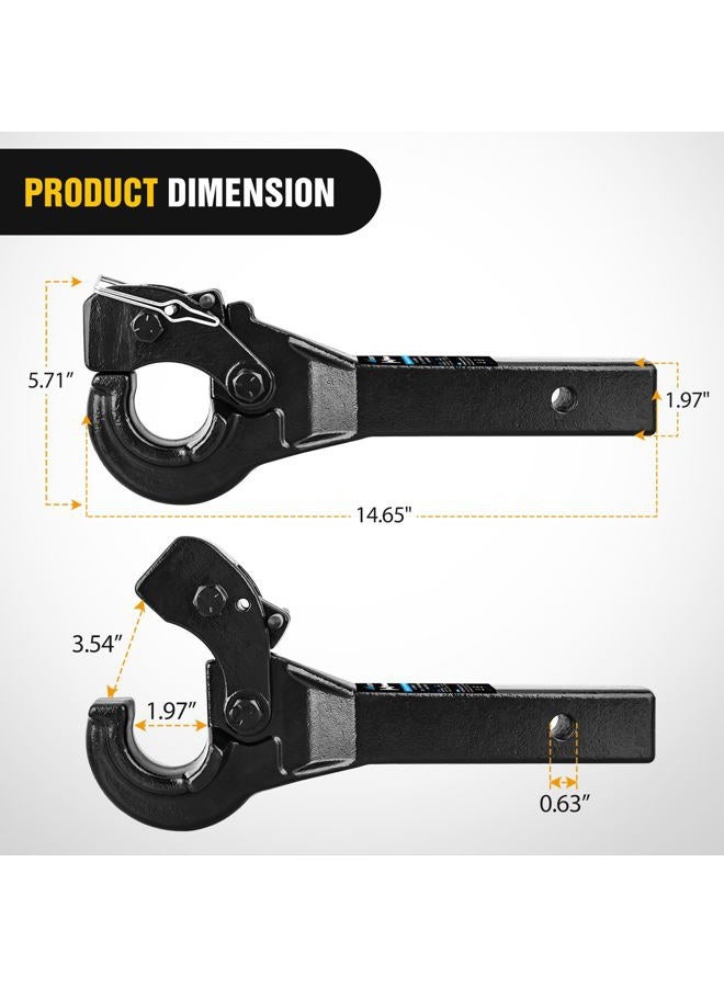 Nilight 10-TON Pintle Hitch for 2-Inch Receiver Hook Military Receiver 20000LBS,Fits 2-1/2 in Lunette Ring, Gloss Black Powder Coat - Image 2
