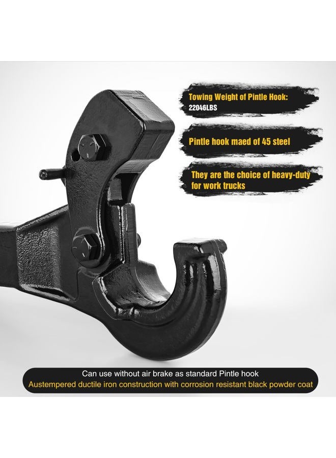 Nilight 10-TON Pintle Hitch for 2-Inch Receiver Hook Military Receiver 20000LBS,Fits 2-1/2 in Lunette Ring, Gloss Black Powder Coat - Image 3