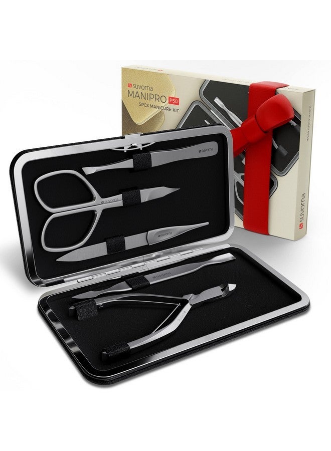 Suvorna Manicure Kit With Nail Clippers, Nail Scissors, Cuticle Pusher, Nail File & Tweezer - Made With Stainless Steel - Professional Nail Care Kit For Adults, Seniors, Women, And Men. (5 Pcs) - Image 1