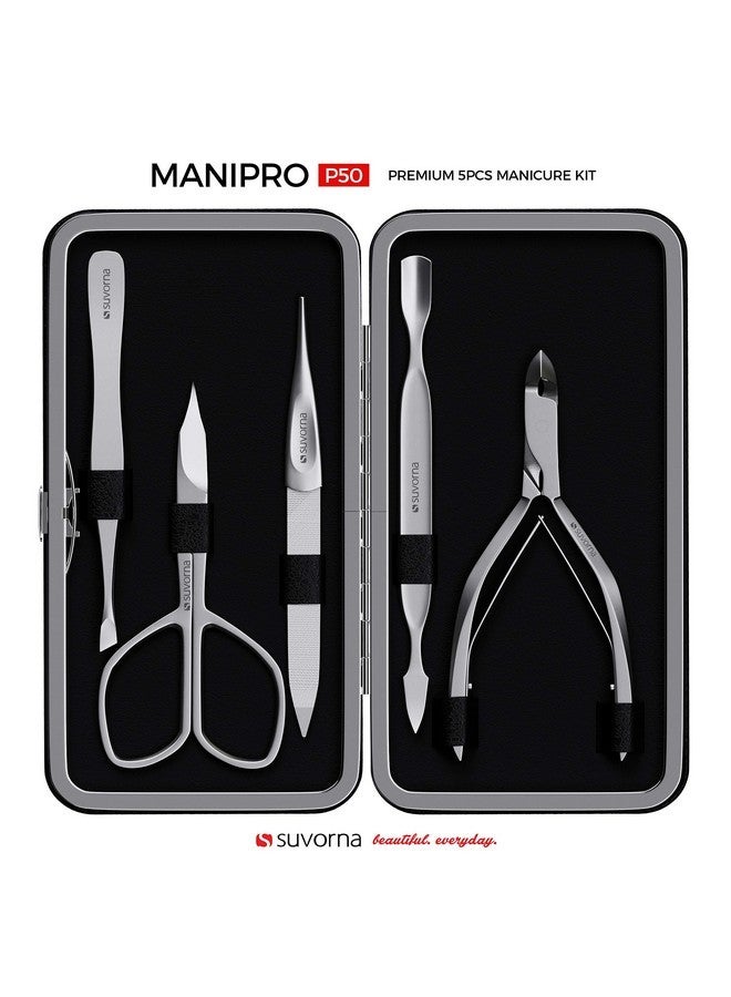 Suvorna Manicure Kit With Nail Clippers, Nail Scissors, Cuticle Pusher, Nail File & Tweezer - Made With Stainless Steel - Professional Nail Care Kit For Adults, Seniors, Women, And Men. (5 Pcs) - Image 3